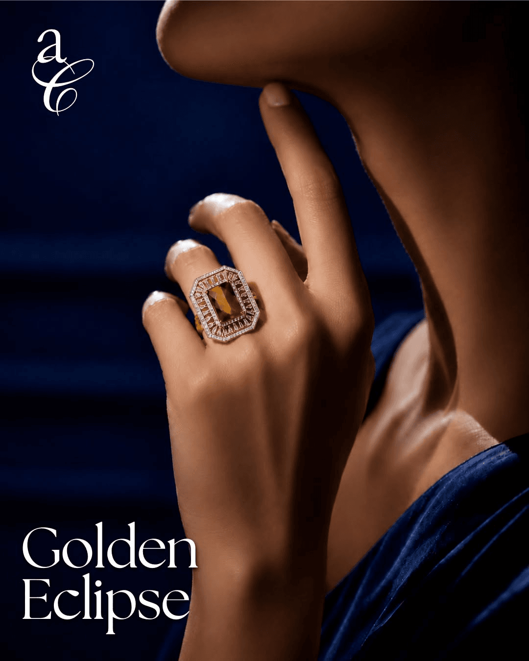Golden Eclipse gemstone statement ring
