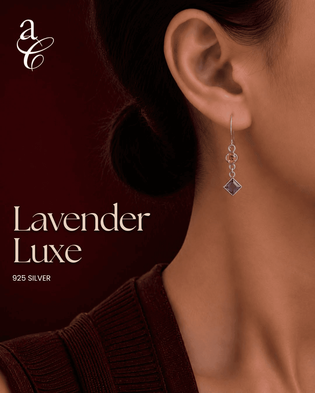Lavender Luxe 925 silver drop earring