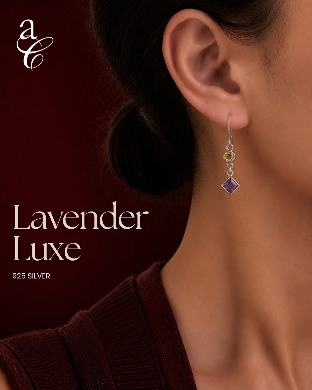 Lavender Luxe 925 silver drop earring